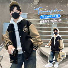批发| 官图实价 | 纯棉华棉 | 后包领 | 中大童刺绣撞色棒球服外套