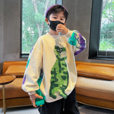 批发| 官图实价 | 纯棉华棉 | 后包领 | 秋季中大童恐龙刺绣印花卫衣