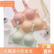 批发妈妈大码显小<b class='q'>文胸</b>女薄款抹胸无钢圈胸罩聚拢<b class='q'>中老年</b>内衣无磁防走光