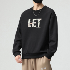 批发实拍2024秋冬新款潮牌圆领卫衣男宽松百搭套头长袖体恤上衣