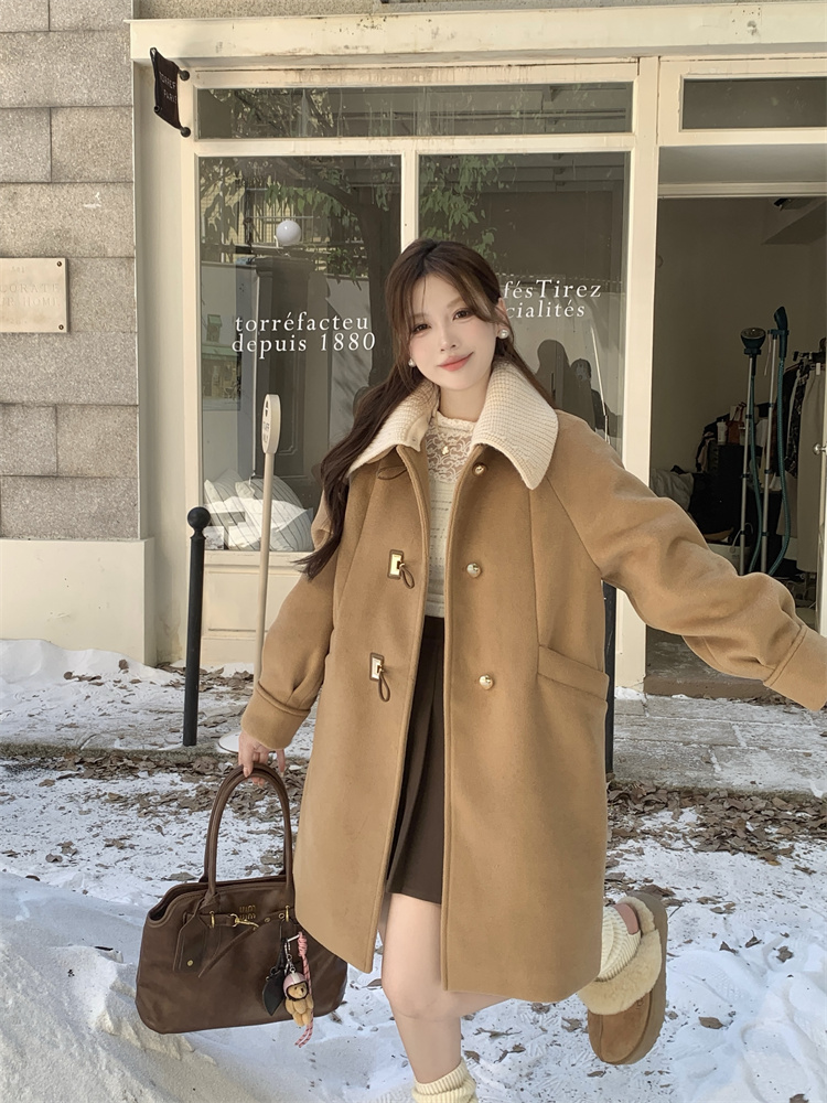실사 2025 새로운 겨울 롱 코트 고급 센스 슈퍼 잘 생긴 모직 코트 패션 모직 외투
