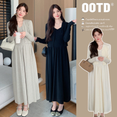 批发实拍2026早春新款针织套装温柔气质背心裙两件套长款<b class='q'>连衣裙</b>