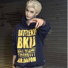 批发重磅印花字母复古连帽卫衣男女连帽套头秋冬情侣国潮长袖帽衫外套