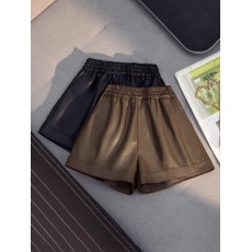 批发皮短裤女2024新款秋冬松紧腰宽松大码PU皮外穿休闲a字阔腿靴裤潮