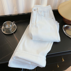 批发实拍软糯不臃肿复合<b class='q'>婴儿</b>绒厚高腰直筒宽松显瘦阔腿休闲牛仔长裤女