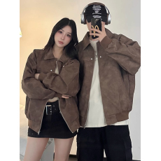 批发高级感情侣装秋季2024新款小众设计休闲夹克男女国潮宽松外套潮牌