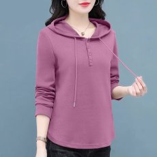 批发纯棉女士新款时尚柔软亲肤透气显瘦薄款上衣<b class='q'>秋</b>季百搭休闲连帽卫衣