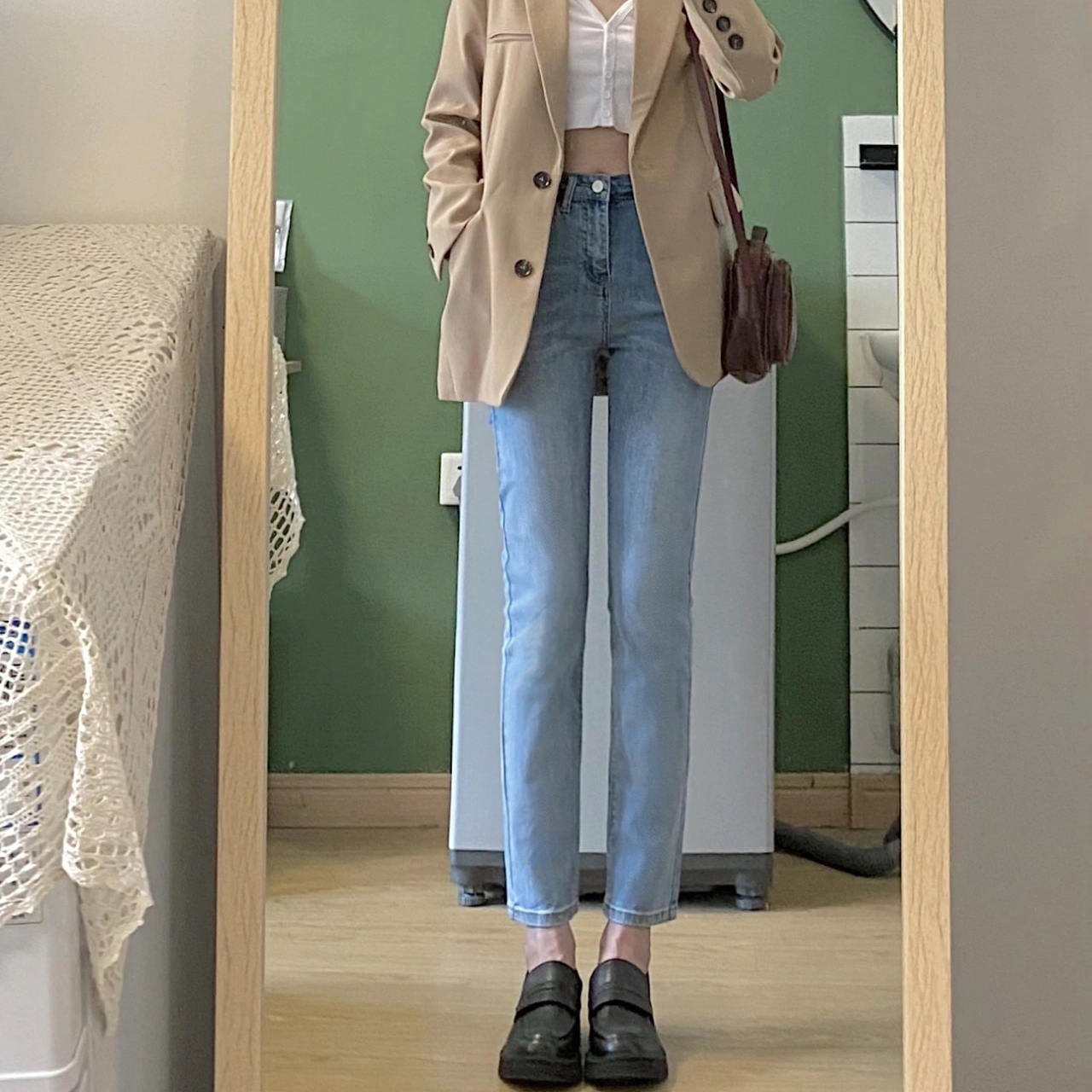 MY16631# 美式辣妹穿搭甜酷风弹力牛仔裤女九分小直筒hiphop高街裤子ins潮女裝貨源服裝批發