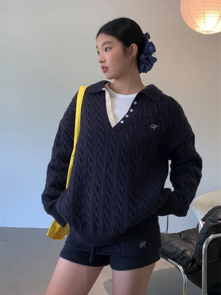 작은 향기 정장 새로운 여성 의류 가을과 겨울 패션 뜨개질 연령 감소 전체 집합 착용 가져 가라. 한국어 버전 와일드 2 피스 세트