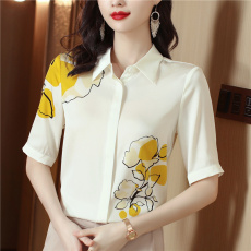 批发港风真丝长袖印花衬衫春秋季新款衬衣女装气质桑蚕丝短袖上衣夏潮