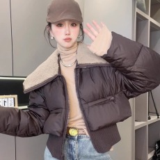 批发欧洲站女装披肩翻领面包服时尚外套纯色拉链羽绒服女2025<b class='q'>秋</b>季新款