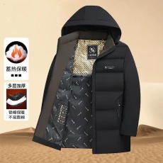 批发男装新款秋冬男士中青老年<b class='q'>商务</b>可拆帽加厚保暖羽绒棉衣宽松外套