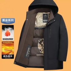 批发男装新款秋冬男士中青老年<b class='q'>商务</b>连帽加厚保暖羽绒棉衣宽松上衣外套