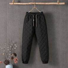 批发秋冬新款羽绒棉裤束脚中老年加厚大码显瘦高腰百搭灯笼妈妈裤外穿