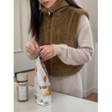 批发秋冬加厚皮草马夹连帽拉链开衫外套女