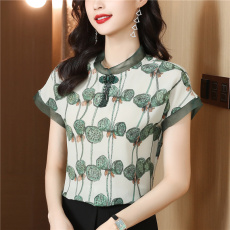 批发重磅真丝衬衫女女2025年夏季桑蚕丝<b class='q'>大码</b>上衣短袖漂亮时尚气质小衫