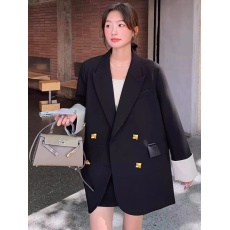 批发黑色金属扣西装外套女春秋2024新款小个子高级感气质休闲女士西服