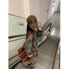 批发潮牌双色磨毛格子<b class='q'>衬衫</b>男女秋季复古美式宽松长袖<b class='q'>衬衣</b>情侣外套