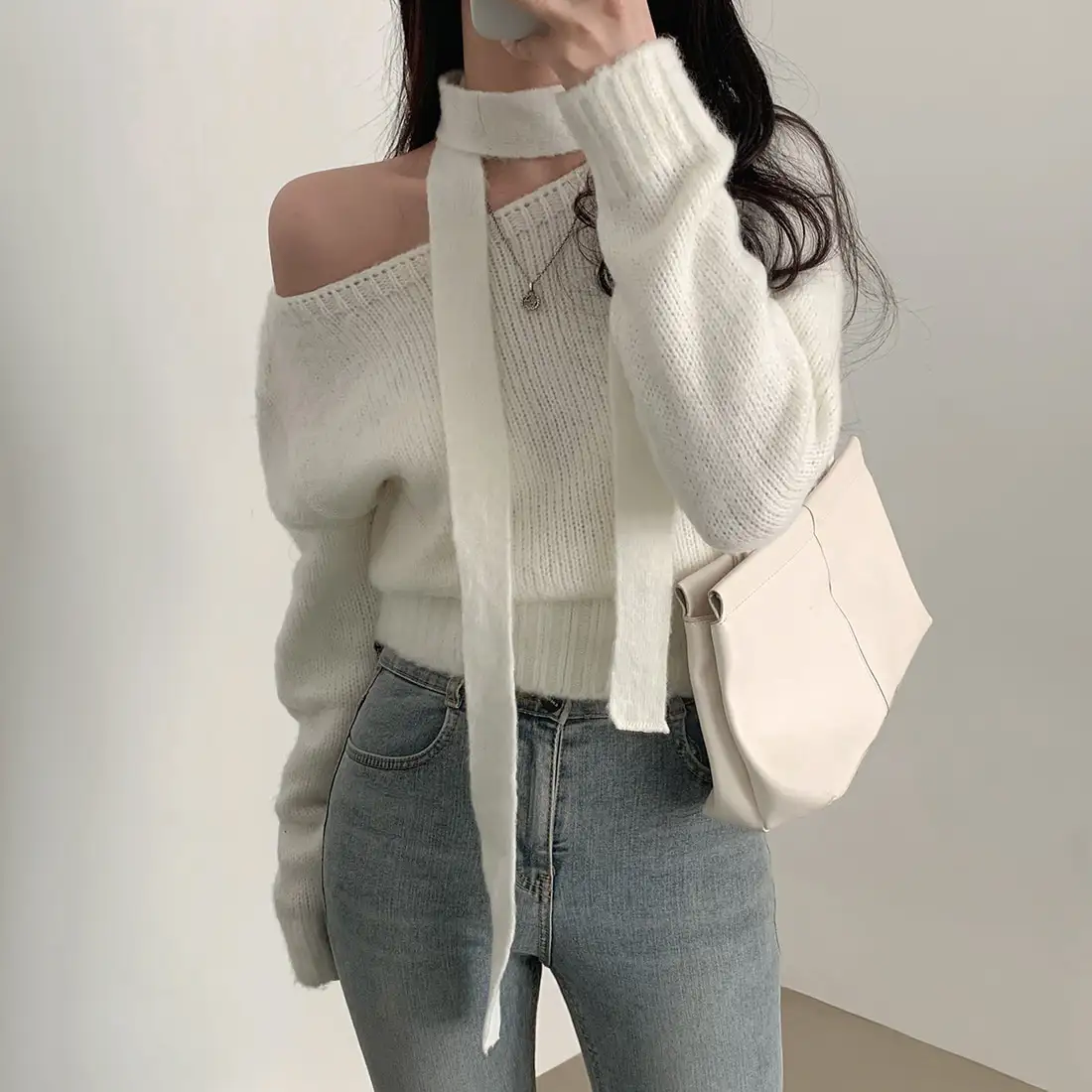 한국 스타일 루즈핏 니트 셔츠 상세 이미지 3
