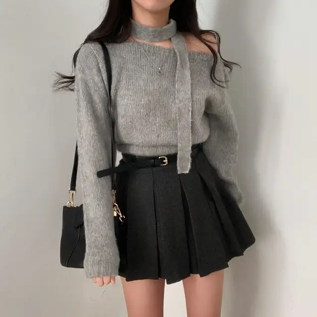 한국 스타일 루즈핏 니트 셔츠 상세 이미지 18