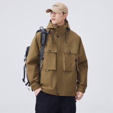 批发实拍秋冬新款美式机能三防户外男士夹克潮牌外套工装连帽冲锋衣