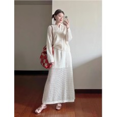 批发入秋搭配一整套韩系独特绝美小套装秋季2024白色连衣裙两件套女装