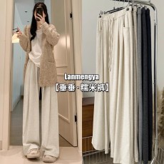 批发绵羊绒糯米裤抖抖裤 高腰垂感休闲阔腿裤<b class='q'>女</b>春秋新款宽松百搭