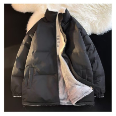 批发新款两面穿棉衣男冬季大码加厚保暖羊羔绒棉服立领情侣