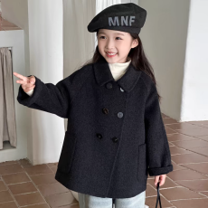 批发韩系秋冬新款儿童大衣<b class='q'>女童</b>中<b class='q'>大</b>童羊毛呢外套呢子外套