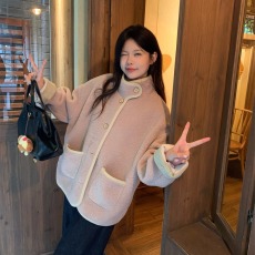 批发实拍实价~日系韩系奶fufu皮毛一体羊羔毛厚外套女