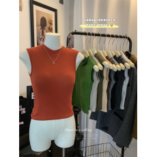 批发秋冬高领磨毛背心女带胸垫保暖内衣内搭外穿无痕显瘦打底无袖上衣