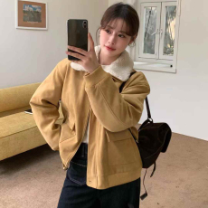 批发清仓特价 不退不换 翻领拉链宽松通勤百搭可拆卸毛领夹棉保暖外套