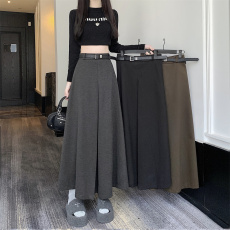 批发实拍~大码女装秋<b class='q'>冬</b>毛呢新款半身裙高腰显瘦大摆伞裙中长款长裙女