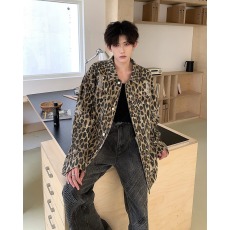 批发豹纹破洞水洗牛仔外套男女小众<b class='q'>嘻哈</b>美式vibe高街休闲工装夹克褂子
