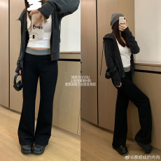 批发美式高级感撞色拼接休闲<b class='q'>裤</b>女春秋<b class='q'>新款</b>复古宽松百搭直筒<b class='q'>裤</b>