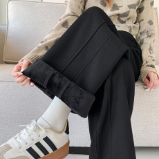 批发实拍孕妇运动裤秋冬加绒加厚抽绳直筒秋冬休闲卫裤加绒香蕉阔腿裤