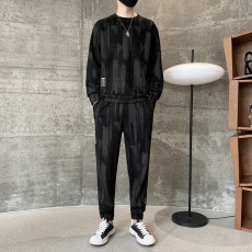 批发实拍春<b class='q'>秋</b>男士潮牌时尚百搭休闲圆领卫衣两件长袖套装