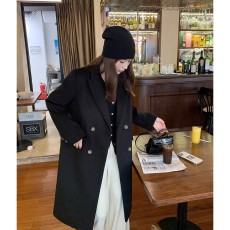 批发毛呢外套女2025秋冬新款黑色赫本风中长款大码宽松韩版呢子大衣