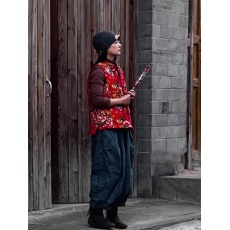 批发 2024冬季新款东北大花袄 中式复古盘扣棉马夹