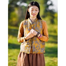 批发 2024秋冬新款国风保暖夹棉马甲中式盘扣开衫复古棉坎肩