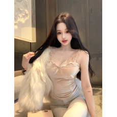 批发实拍实价 丝绒蕾丝吊带背心<b class='q'>新款</b>内搭百搭气质上衣