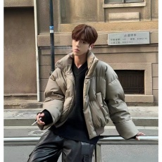 批发高质量PU皮 冬季美式宽松PU棉服男女棉袄加厚外套棉衣情侣装保暖