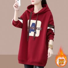 批发中长款卫衣女秋冬2025年新款加绒加厚<b class='q'>妈妈装</b>时尚<b class='q'>大码</b>洋气休闲上衣