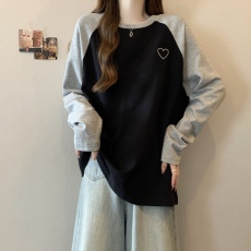 批发实拍~胖MM<b class='q'>大码</b>撞色宽松显瘦T恤<b class='q'>打底衫</b>上衣