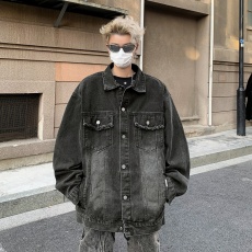 批发实拍实价工装口袋 牛仔外套情侣春秋款水洗做旧潮牌欧美街头夹克