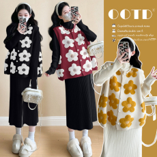 批发实拍~2024<b class='q'>冬</b>新款韩版时尚减龄加厚针织马甲+高品半高领连衣裙