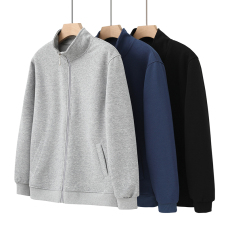 批发实拍开衫卫衣男秋冬百搭日系休闲<b class='q'>基础</b>款男生拉链立领外套情侣上衣