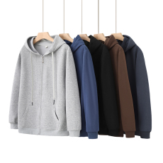 批发实拍连帽开衫拉链卫衣男2024秋冬新款百搭<b class='q'>基础</b>款男女开衫外套