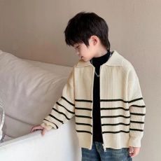 批发洋气坑条拉链毛衣<b class='q'>开衫</b>2024秋冬新款儿童<b class='q'>针织</b>外套<b class='q'>男童</b>