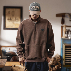 批发灯芯绒复古奥粒绒底半高领加绒卫衣